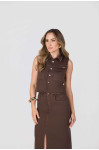 10254 - CONJUNTO COLETE E SAIA MIDI COLOR TABACO SARAI 10254 - CONJUNTO COLETE E SAIA MIDI COLOR TABACO SARAI