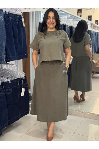 10243 - CONJUNTO COLETE E SAIA MIDI LIOCEL OLIVA SARAI 