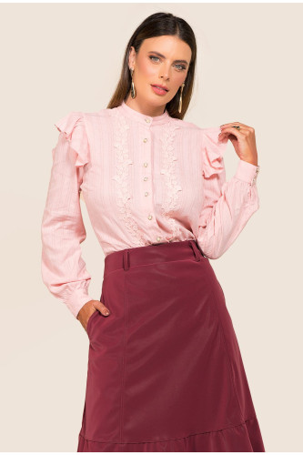 1880 - CAMISA ROSA COM DETALHE ROW-AN 