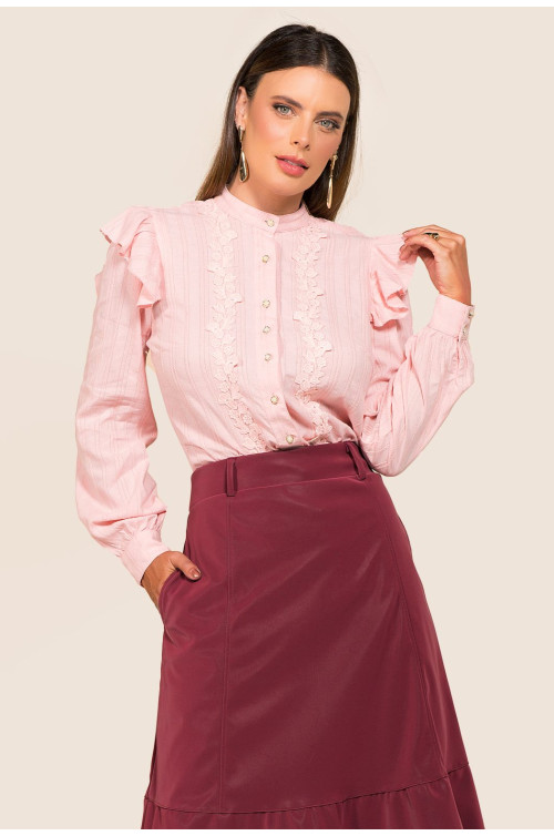 1880 - CAMISA ROSA COM DETALHE ROW-AN 