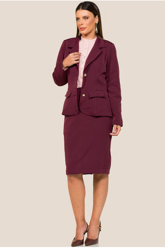 3164 - CONJUNTO BLAZER E SAIA VINHO ROW-AN 