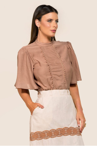 1886 - CAMISA MARROM  ROW-AN 