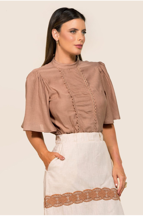 1886 - CAMISA MARROM  ROW-AN 