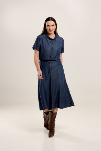 20491/40973 - CONJUNTO BLUSA GOLA ALTA E SAIA LIOCEL -ILLUSYON