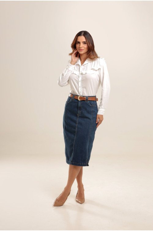 20495 - CAMISETI C/BABADO BRANCA - ILLUSYON 
