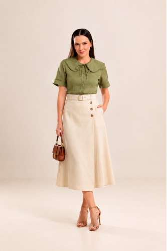 20497 - BLUSA GOLA BABADO VERDE ILLUSYON 