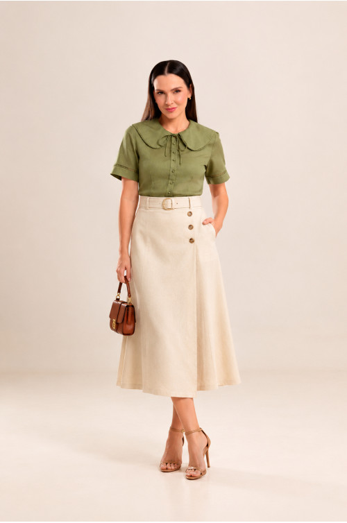 20497 - BLUSA GOLA BABADO VERDE ILLUSYON 