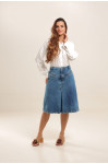 20587 - CONUNTO BLUSA DE PREGAS E SAIA - ILLUSYON 