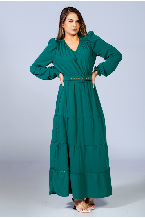 2536 - VESTIDO LONGO VERDE ROW-AN 