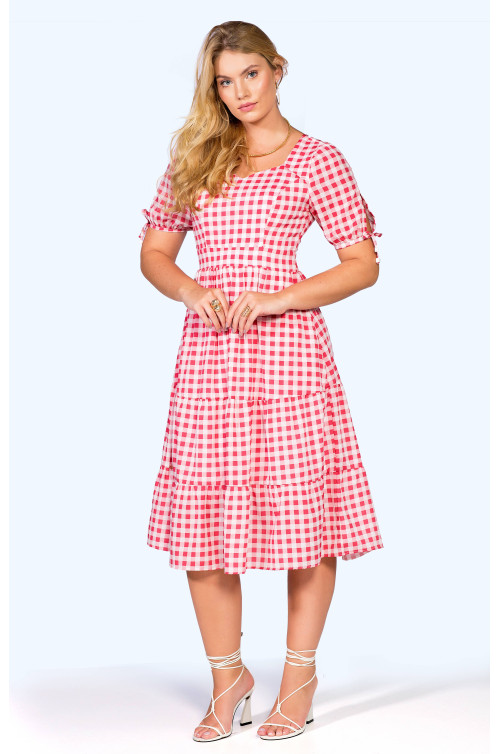 2569 - VESTIDO XADREZ ROSA ROW-AN 