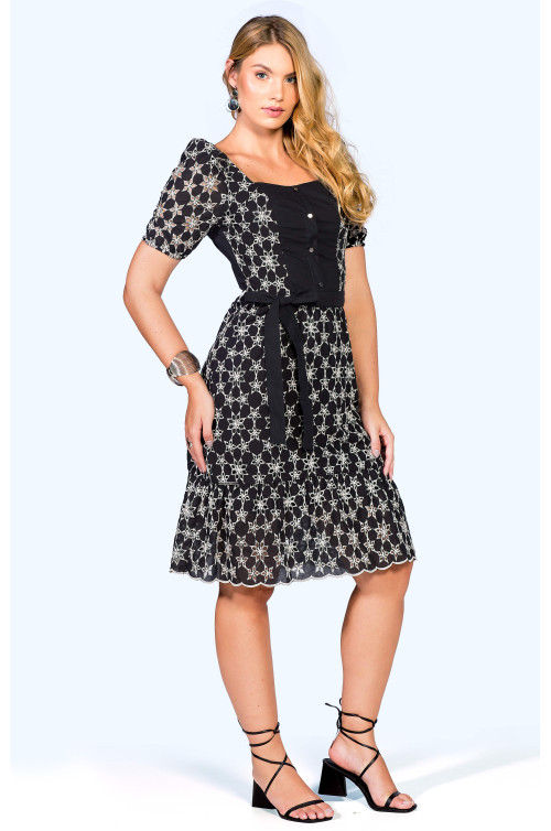 2578 - VESTIDO PRETO ESTAMPADO ROW-AN 2578 - VESTIDO PRETO ESTAMPADO ROW-AN