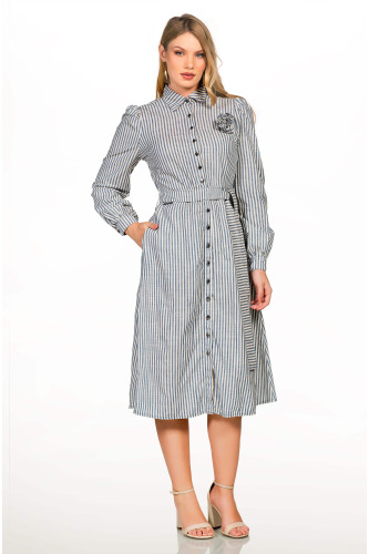 2612 - VESTIDO LISTRADO AZUL ROW-AN 