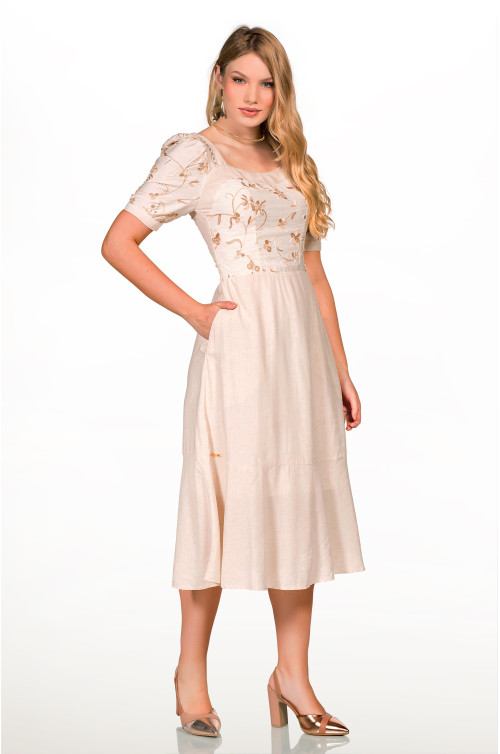 2620 - VESTIDO OFF WHITE BORDADO ROW-AN 