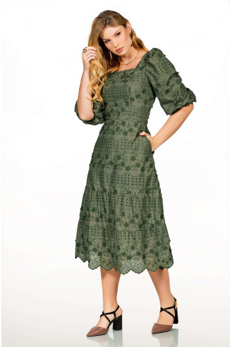 2626 - VESTIDO VEDE BORDADO ROW-AN