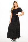2635 - VESTIDO LONGO PRETO BORDADO ROW-AN 