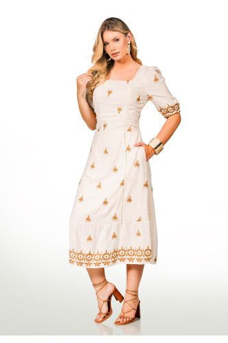 2657 - VESTIDO LINHO BORDADO ROW-AN 