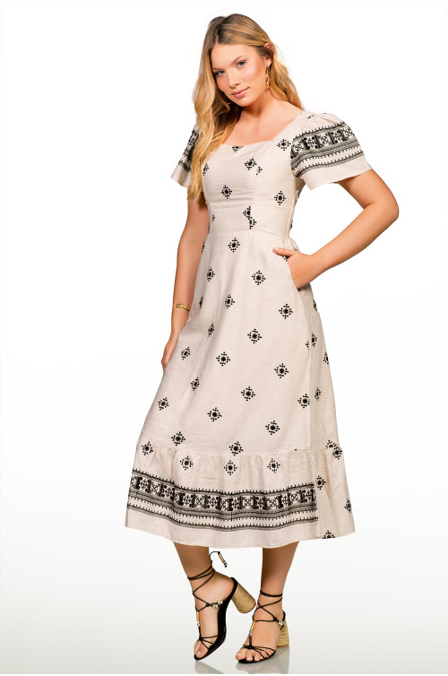 2680 - VESTIDO LINHO BORDADO ROW-AN 