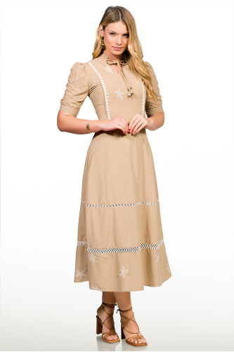 2681 - VESTIDO BEGE BORDADO ROW-AN 