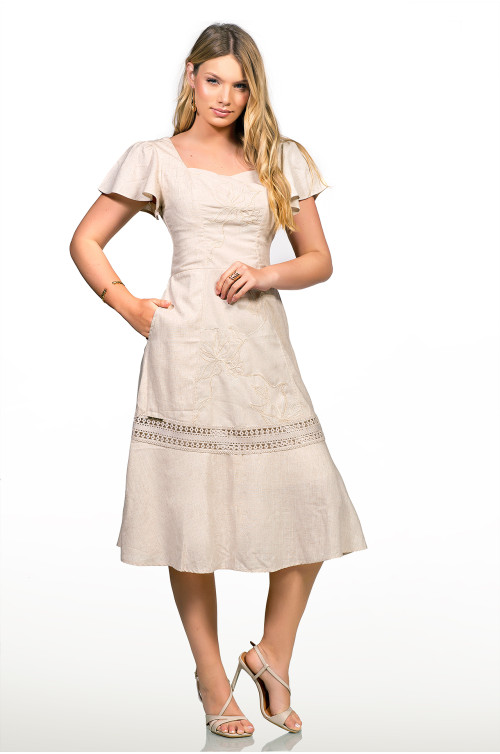 2684 - VESTIDO LINHO BORDADO ROW-AN 