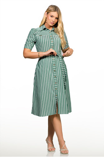 2691 - VESTIDO VERDE LISTRADO ROW-AN