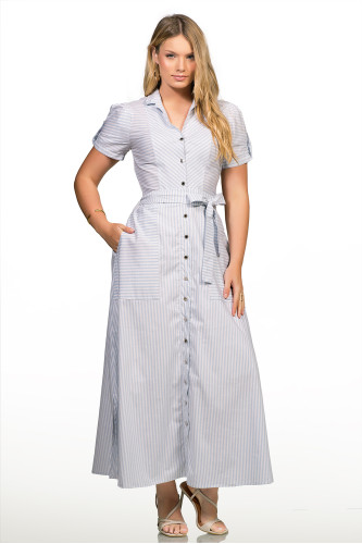 2704 - VESTIDO LISTRADO AZUL ROW-AN 