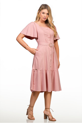 2709 - VESTIDO ROSE COM CINTO ROW-AN 