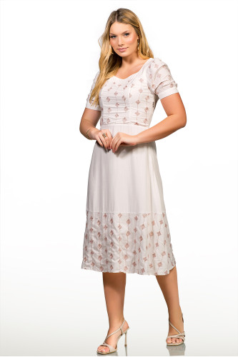 2711 - VESTIDO BRANCO BORDADO ROSA ROW-AN 
