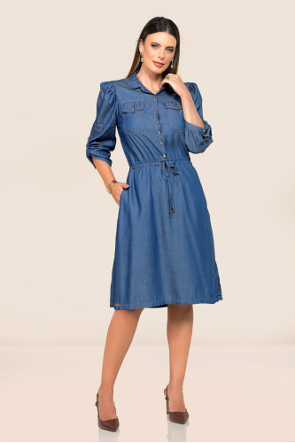 2718 - VESTIDO JEANS MANGA 3/4 ROW-AN 