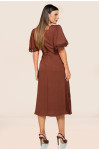 2720 - VESTIDO MIDI MARROM ROW-AN
