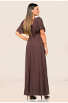 2722 - VESTIDO LONGO COM APLICAÇÃO MARROM ROW-AN 