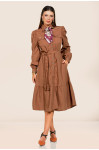 2724 - VESTIDO MIDI MARROM COM LENÇO ROW-AN 