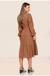 2724 - VESTIDO MIDI MARROM COM LENÇO ROW-AN 