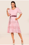 2727 - VESTIDO MIDI ROSA COM CINTO 2727 - VESTIDO MIDI ROSA COM CINTO