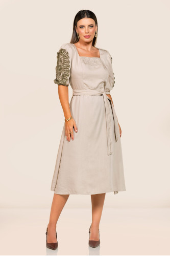 2736 - VESTIDO COM DETALHE NA MANGA ROW-AN 