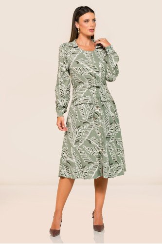 2737 - VESTIDO ESTAMPADO VERDE ROW-AN