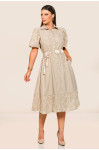 2742 - VESTIDO MIDI BORDADO VERDE COM CINTO ROW-AN 