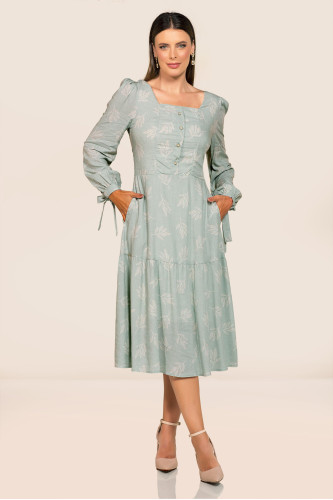 2744 - VESTIDO MIDI VERDE ROW-AN 