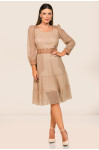2748 - VESTIDO MARROM COM TELA ROW-AN 