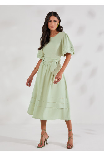 27612 - CONJUNTO BLUSA TECIDO PLANO MENTA E SAIA GODE TECIDO PLANO MENTA 