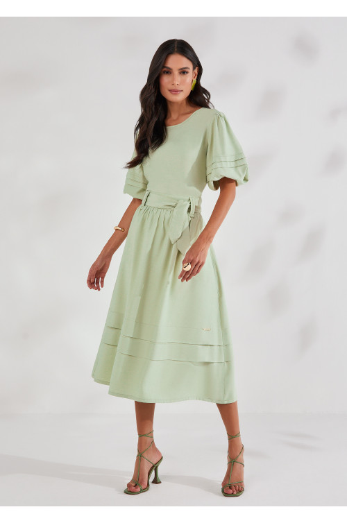 27612 - CONJUNTO BLUSA TECIDO PLANO MENTA E SAIA GODE TECIDO PLANO MENTA 