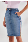 27661 - SAIA TRADICIONAL JEANS COM ZIPER E AVIAMENTO LATERAL 50CM