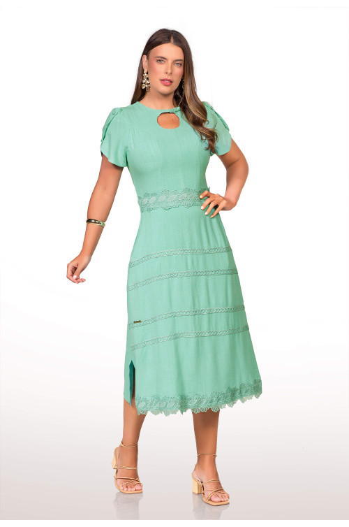 2768 - VESTIDO VERDE AGUA ROW-AN 