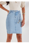 27601 - SAIA TRADICIONAL JEANS COM AMARRAÇÃO EM VIÉS 55CM