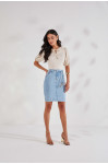 27601 - SAIA TRADICIONAL JEANS COM AMARRAÇÃO EM VIÉS 55CM