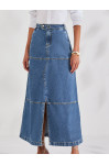 27619 - SAIA SEMI EVASE JEANS COM RECORTES 95CM