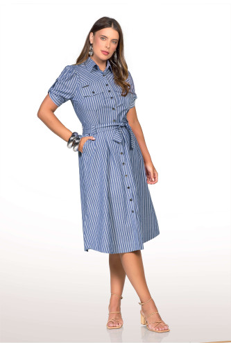 2775 - VESTIDO AZUL LISTRADO ROW-AN 