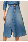 27809 - SAIA EVASE JEANS COM RECORTES E ABERTURA 85CM