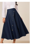 27785 - SAIA JEANS GODÊ COM FALSO TRANSPASSE COM BOTÕES 80CM