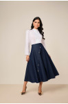 27785 - SAIA JEANS GODÊ COM FALSO TRANSPASSE COM BOTÕES 80CM