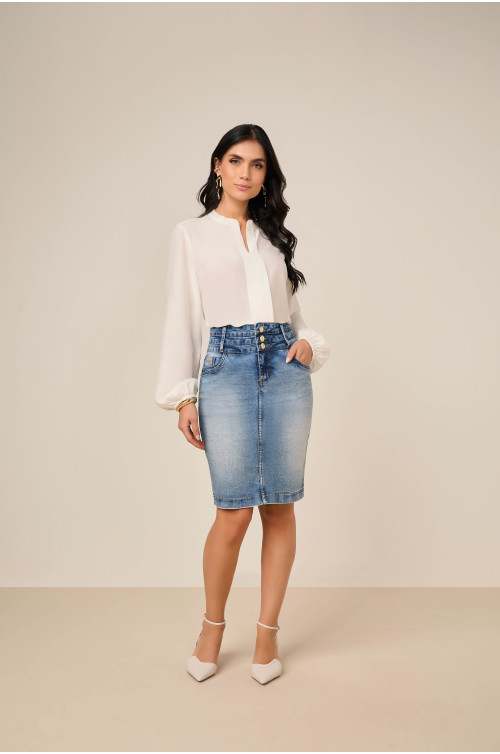 27895 - SAIA TRADICIONAL 3 CÓS JEANS 62CM
